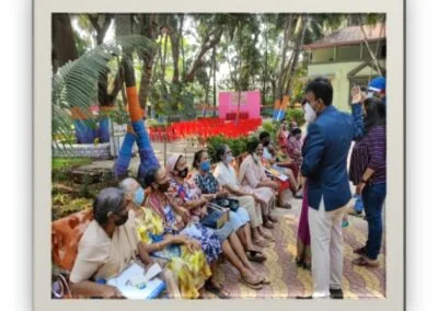 Senior citizens attending an outdoor wellness and exercise session